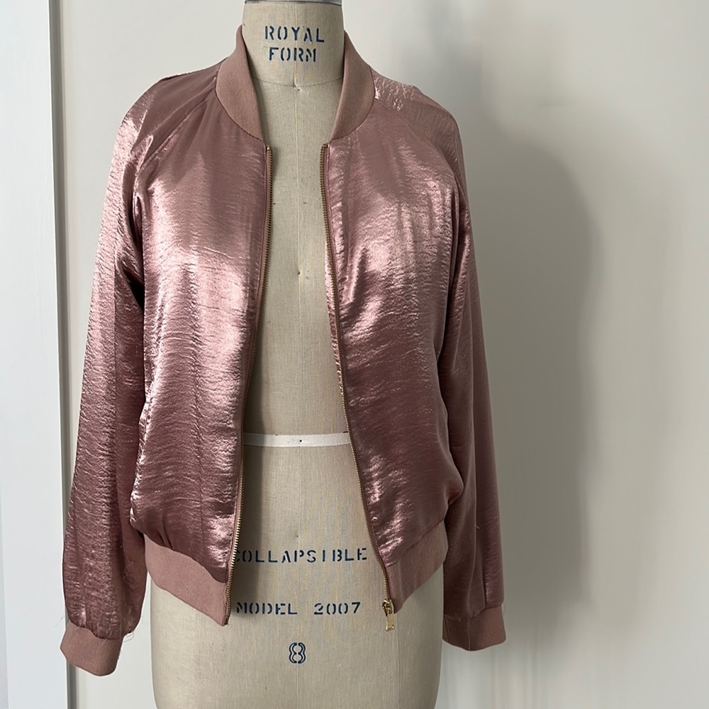 Tone It Up Shiny Pink Bomber Jacket